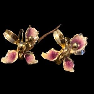 Elegant Orchid Screw back Earrings Vintage